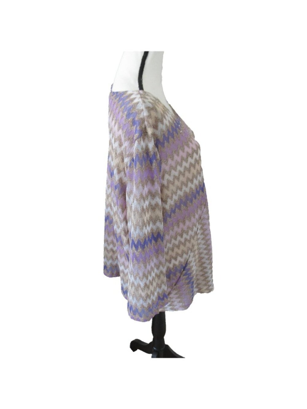 Alfred Dunner 3X Plus "Charm School" Purple /Gold Chevron Zig-Zag Knit Top - Picture 3 of 8